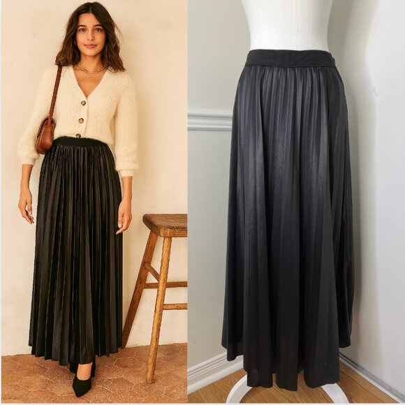 Inșirah Satin-Like Maxi Pleated Lined Skirt L/XL - Picture 1 of 11
